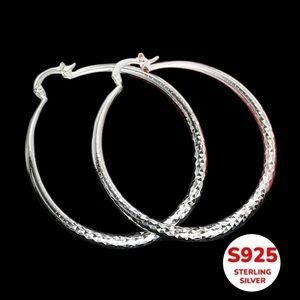 925 Sterling Silver Hoop Earrings 1.5” diameter